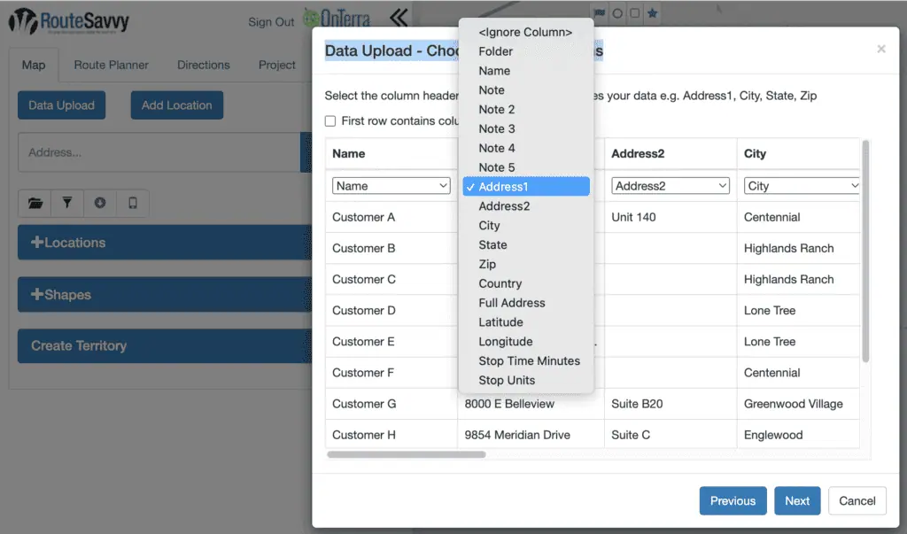 RouteSavvy Screenshot | How To Upload Addresses To RouteSavvy 4