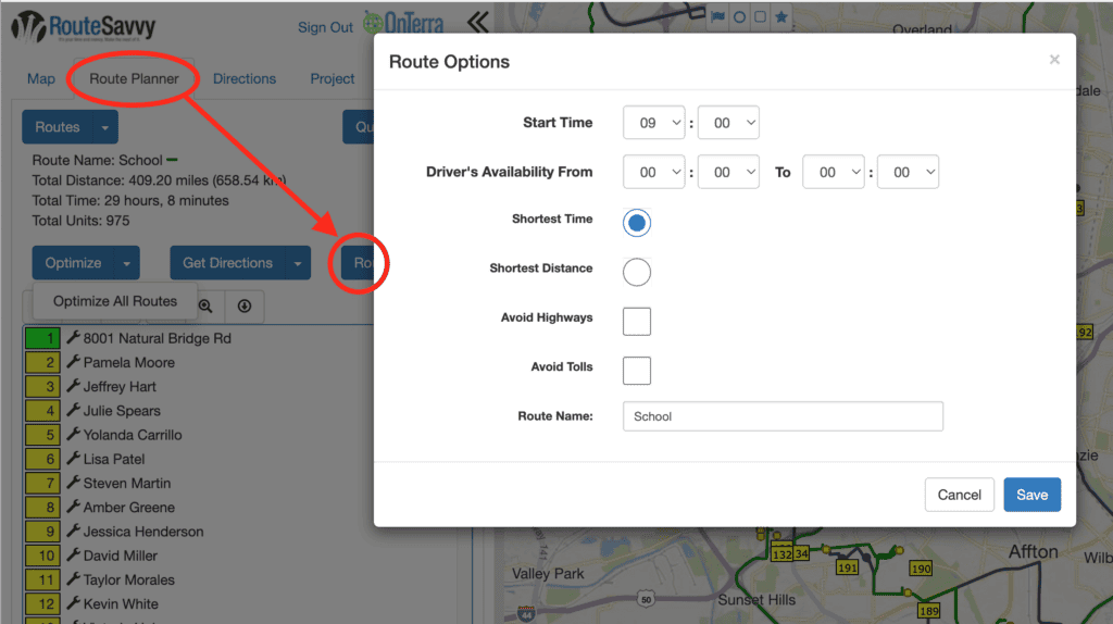 Route Options